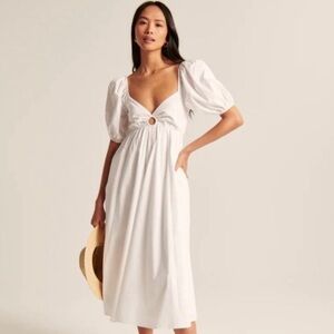 Abercrombie white poplin midi dress